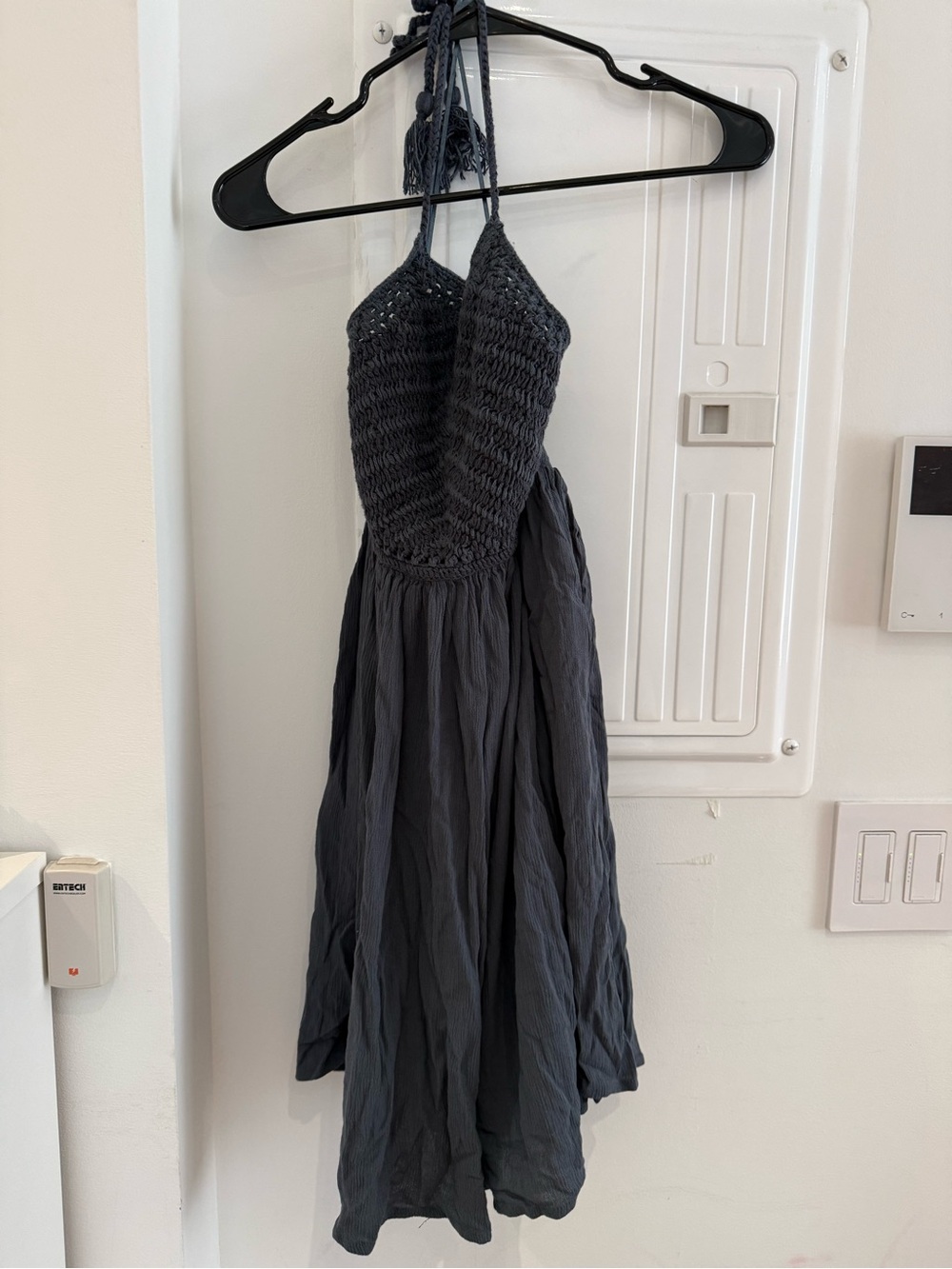 O'Neill Charcoal Crochet Halter Mini Dress